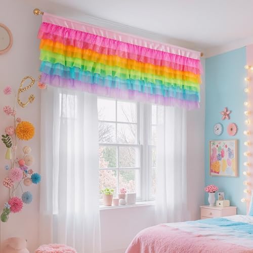 Besutolife Rainbow Valance Curtains Girls Valances - Image 2