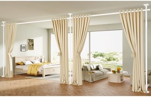 SUNALLY Room Divider Curtain Rod, No Drilling 28-140in Wall Divider - Image 7