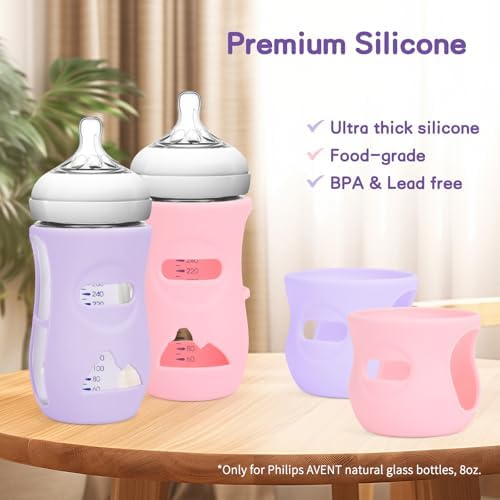 Silicone Sleeves for Avent Natural Glass Baby Bottles, BPA Free, Anti Breakage - Image 5