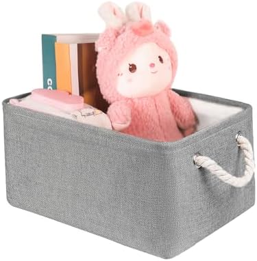 Storage Bins with Sturdy Cotton Handles, Fabric Storage Baskets by LordCom