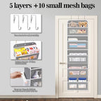 KYEVIS Over The Door Organizer, 5 Shelves Closet Door Hanging Organizer - Image 3