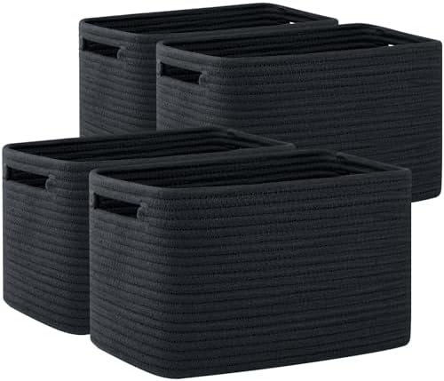 OIAHOMY 4 Pack Storage Baskets for Organizing 24L Cube Storage Bins Black by MasterofSpaceOptimization
