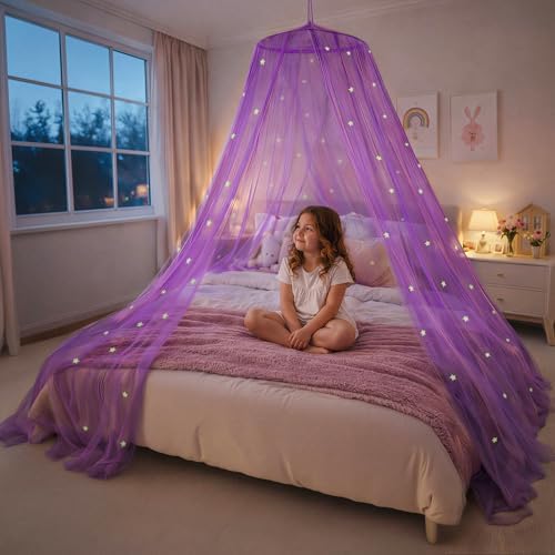 Bollepo Purple Bed Canopy for Girls by Bollepo