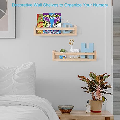 Nursery Room Shelves Set of 2, Wood Floating Book Shelves - Image 4