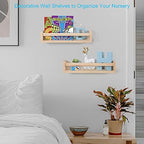 Nursery Room Shelves Set of 2, Wood Floating Book Shelves - Image 4