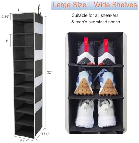 Large-Sized Hanging Shoe Organizer 10-Shelf, Sturdy Hanging Closet Organizer - Image 3