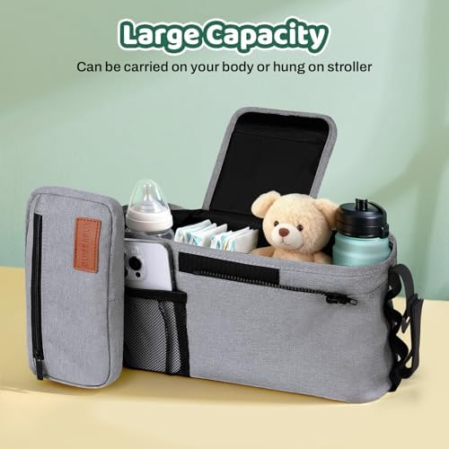 Universal Stroller Caddy with Cup Holder, Stroller Organizer Bag - Image 2