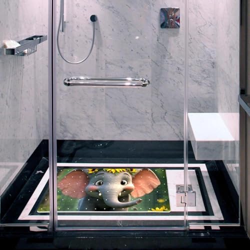 Shower Mat Non Slip 26.8 x 15.1 Inches, Elephant Bathtub Mat Shower Stall Mats - Image 6