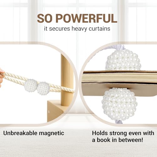 Hion Magnetic Curtain Tiebacks Beige 6pcs, Curtain Holdbacks Hooks Holders - Image 6