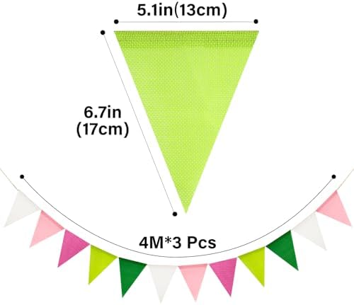 G2PLUS Pennant Banner Triangle Flag Bunting Garland Pink Green Flags 36PCS - Image 2