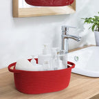 MEGASKET Red Woven Basket, Cute Cotton Rope Cat Dog Toy Bin Box, Small Woven Bin - Image 6