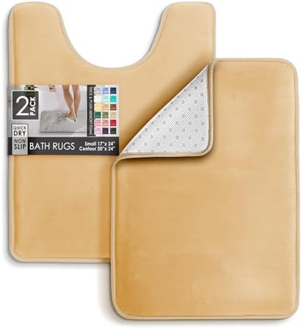 Clara Clark 2 Piece Bathroom Rugs, Velvet Memory Foam Bath Mat Set, Non-Slip - Image 3