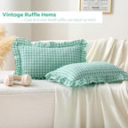 2 Pack Spa Blue Gingham Lumbar Throw Pillow Shams 12''x20'' - Image 3