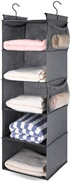MAX Houser 5 Shelf Foldable Hanging Closet Organizer, Cloth Hanging Shelf by MAXHouser