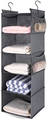 MAX Houser 5 Shelf Foldable Hanging Closet Organizer, Cloth Hanging Shelf by MAXHouser