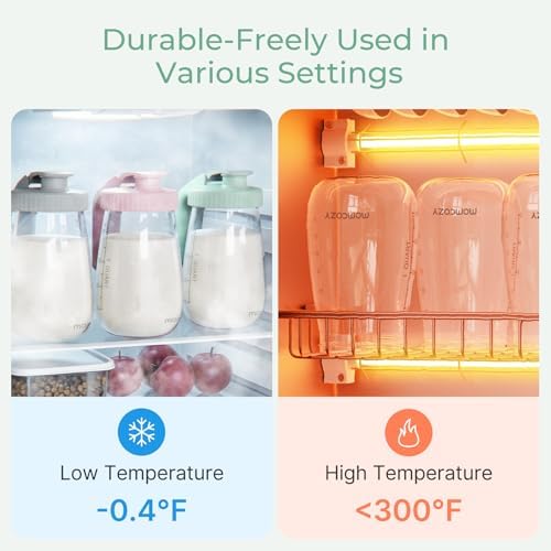 Momcozy Breast Milk Pitcher, Glass Storage Container Wide Mouth, 32oz Pink - Image 5