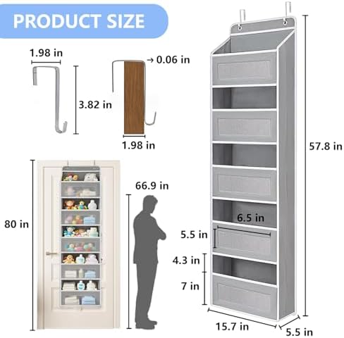 Over the Door Organizer with 5 Front Pockets and 5 Mesh Side Pockets, Extra - Image 3