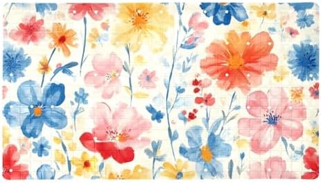 Shower Mat Non Slip 26.8 x 15.1 Inches, Watercolor Florals Bathtub Mat Shower by Anna+Cowper