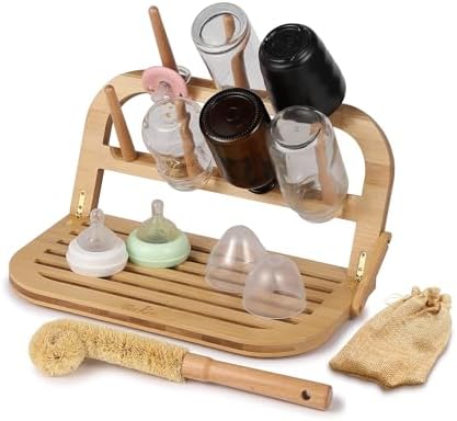 Bamboo Baby Bottle Drying Rack by Unknown