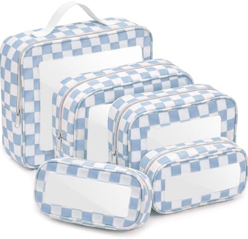 Thinkday 5 Pcs Diaper Bag Organizer Pouch Set Clear Makeup Bag, Sky Blue by Thinkday