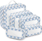Thinkday 5 Pcs Diaper Bag Organizer Pouch Set Clear Makeup Bag, Sky Blue by Thinkday