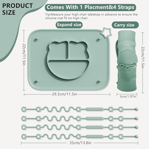 1 Pack Silicone Mat for Babies, Baby Placemat Built-in Suction Base and - Image 3