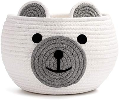 CherryNow Baby Basket for Gifts Empty, Cute Bear Design, Light Grey by CherryNow