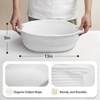 MEGASKET White Small Woven Basket, 13” x 9” x 5” Baskets - Image 2