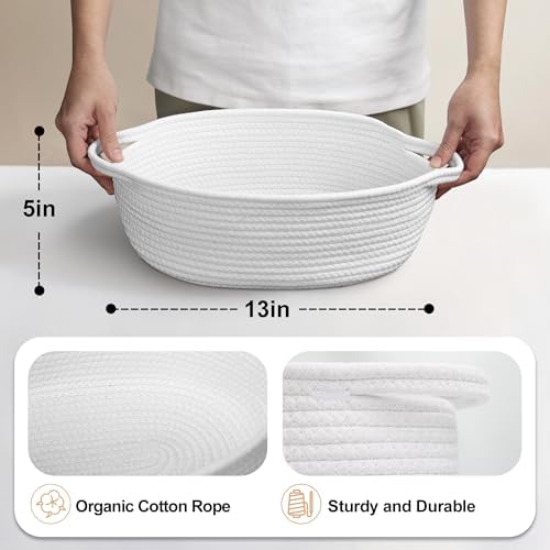 MEGASKET White Small Woven Basket, 13” x 9” x 5” Baskets - Image 2