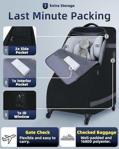 Car Seat Bag Backpack with Wheels - Image 4