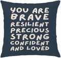 You Are Affirmation Navy Blue Pillow Cover 18x18, Nursery Inspirational by Unknown