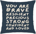 You Are Affirmation Navy Blue Pillow Cover 18x18, Nursery Inspirational by Unknown