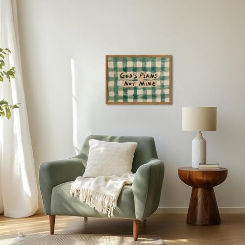 Framed God's Plans Not Mine Canvas Wall Art, Inspirational Faith Quote Pictures - Image 2