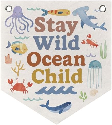 Ocean Coastal Animals Nursery Room Playroom Decor Banner Pennant Kid Banner Flag by Unknown