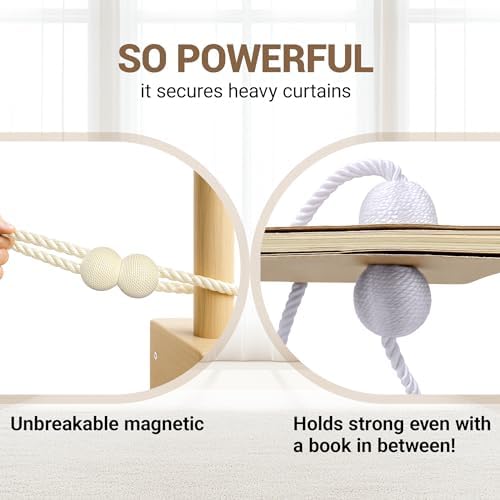Hion Magnetic Curtain Tiebacks Beige 6pcs, Curtain Holdbacks Hooks Holders - Image 5