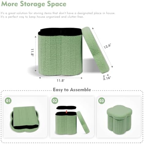 B FSOBEIIALEO Storage Ottoman Cube, Flowers Shaped Ottomans - Image 3
