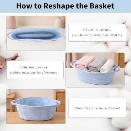 Baby Boy Woven Gift Basket for Gifts Empty Blue Storage Basket - Image 3