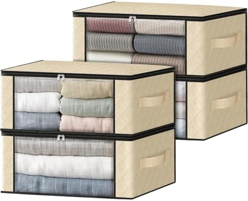 HomeHacks 4-Pack Clothes Organizer Storage Bags, 35L Storage Bins by HomeHacks