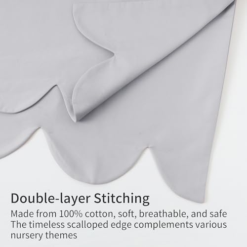 100% Cotton Scallop Edge Crib Bed Skirt, 4-Sided Soft Breathable Cotton Bedding - Image 3