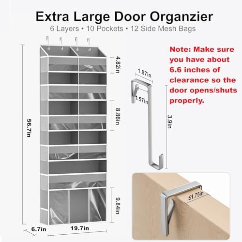 Over the Door Hanging Organizer - 50lb Load Closet Door Storage - Image 3