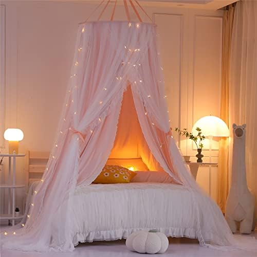 VETHIN Double Layer Princess Round Dome Canopy Bed Curtain - Image 4