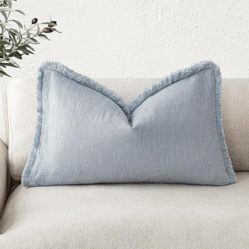 Foindtower Decorative Linen Fringe Lumbar Throw Pillow Covers Cozy Boho by Foindtower