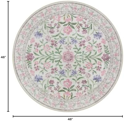 Lahome Light Purple 4ft Round Accent Rug, Small Circle Soft Mat - Image 2