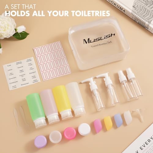 Muslish 21 Pack Leak Proof Silicone Travel Bottles Set, TSA Approved Containers - Image 5
