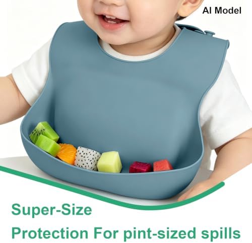 Set of 3 Silicone Bibs for Babies Toddler, Soft Adjustable Bibs for Baby Girl - Image 6