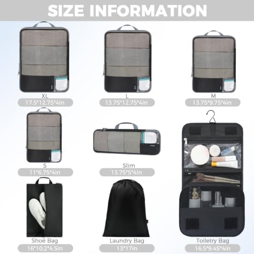 BAGAIL 4 Set/6 Set/8 Set Compression Packing Cubes Travel Accessories - Image 2