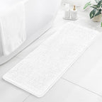 Chenille Bathroom Runner Rug 17"x47" White, Plush Bath Mat by Kildoss