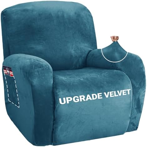 ZNSAYOTX Stretch Velvet Recliner Cover 4-Pieces, Thick Soft Recliner Chair by ZNSAYOTX