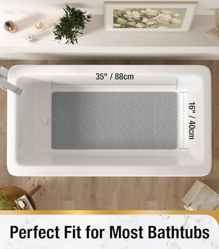 HITSLAM Bathtub Mat Non Slip, 35 x 16 Inch Long Soft PVC Loofah Shower Mat - Image 2