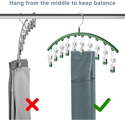 Legging Organizer for Closet, Metal Yoga Pants Hangers 1 Pack w/10 Clips Holds - Image 4